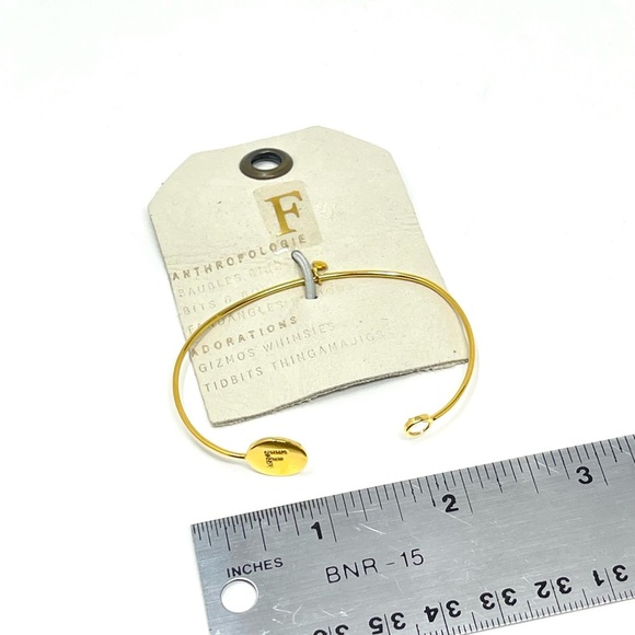 New Anthropologie Tai Open Cuff Monogram Bracelet Gold - Picture 4 of 4